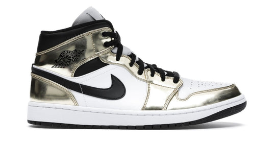 Jordan 1 Mid Metallic Gold Black White