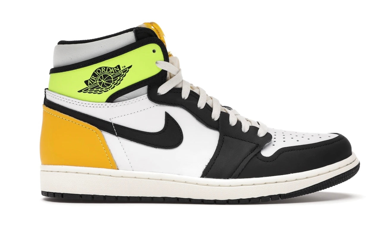 Jordan 1 Retro High White Black Volt University Gold